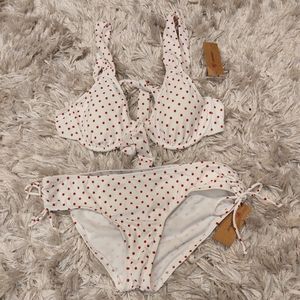 Cremieux Red White Polka Dot swimsuit L